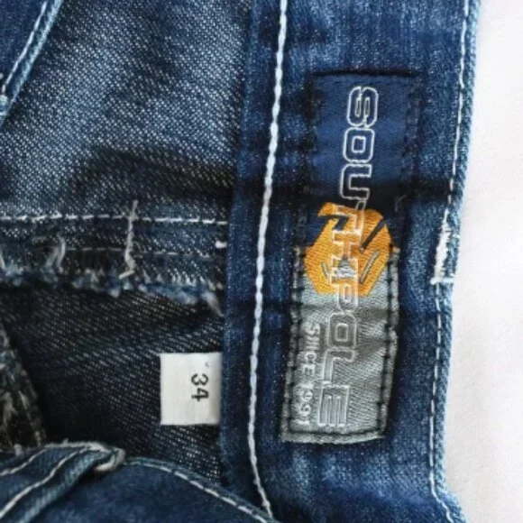 Southpole 34x30 Baggy Urban Y2K Cargo Paratrooper Dark Denim Mens Jeans